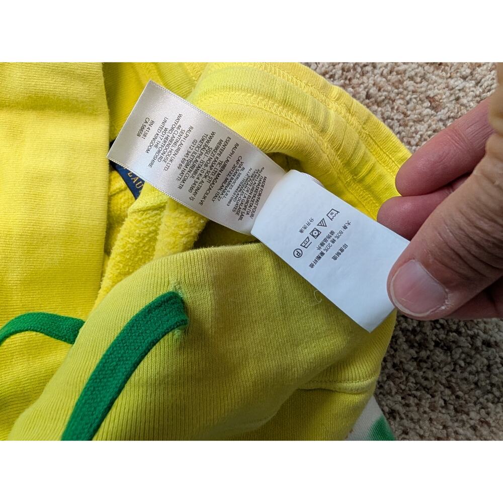 Polo Ralph Lauren Sweat Shorts Mens Large Yellow White Green Blue Tie Dye Fleece - Picture 7 of 12